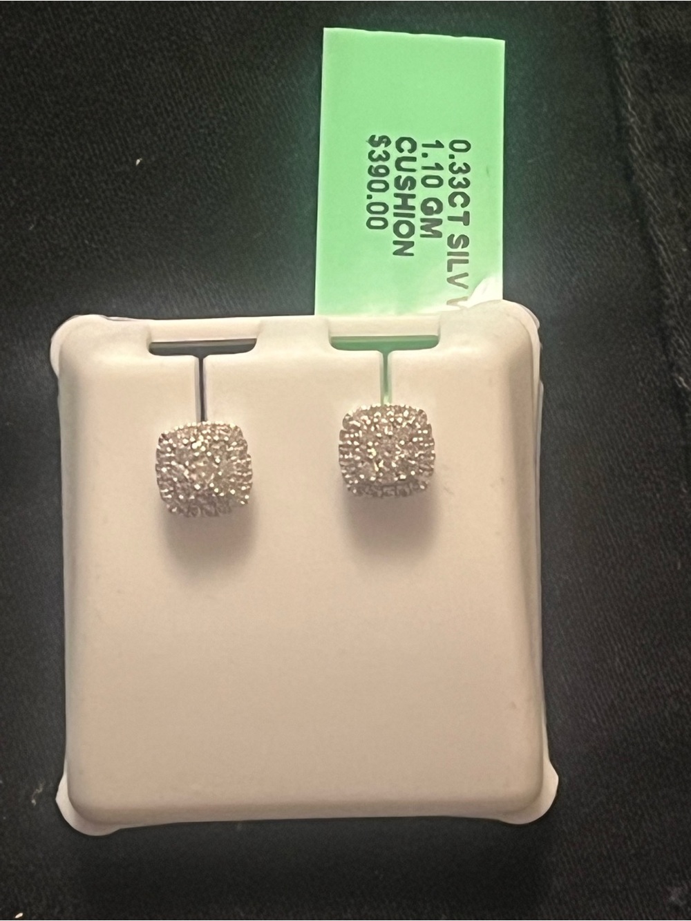 Cushion Cluster Pavé Stud Earrings - Silver White